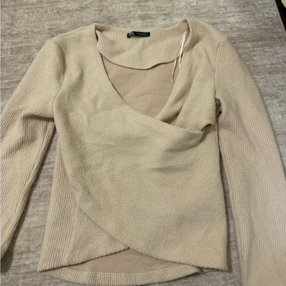 Zara long sleeve wrap top size small